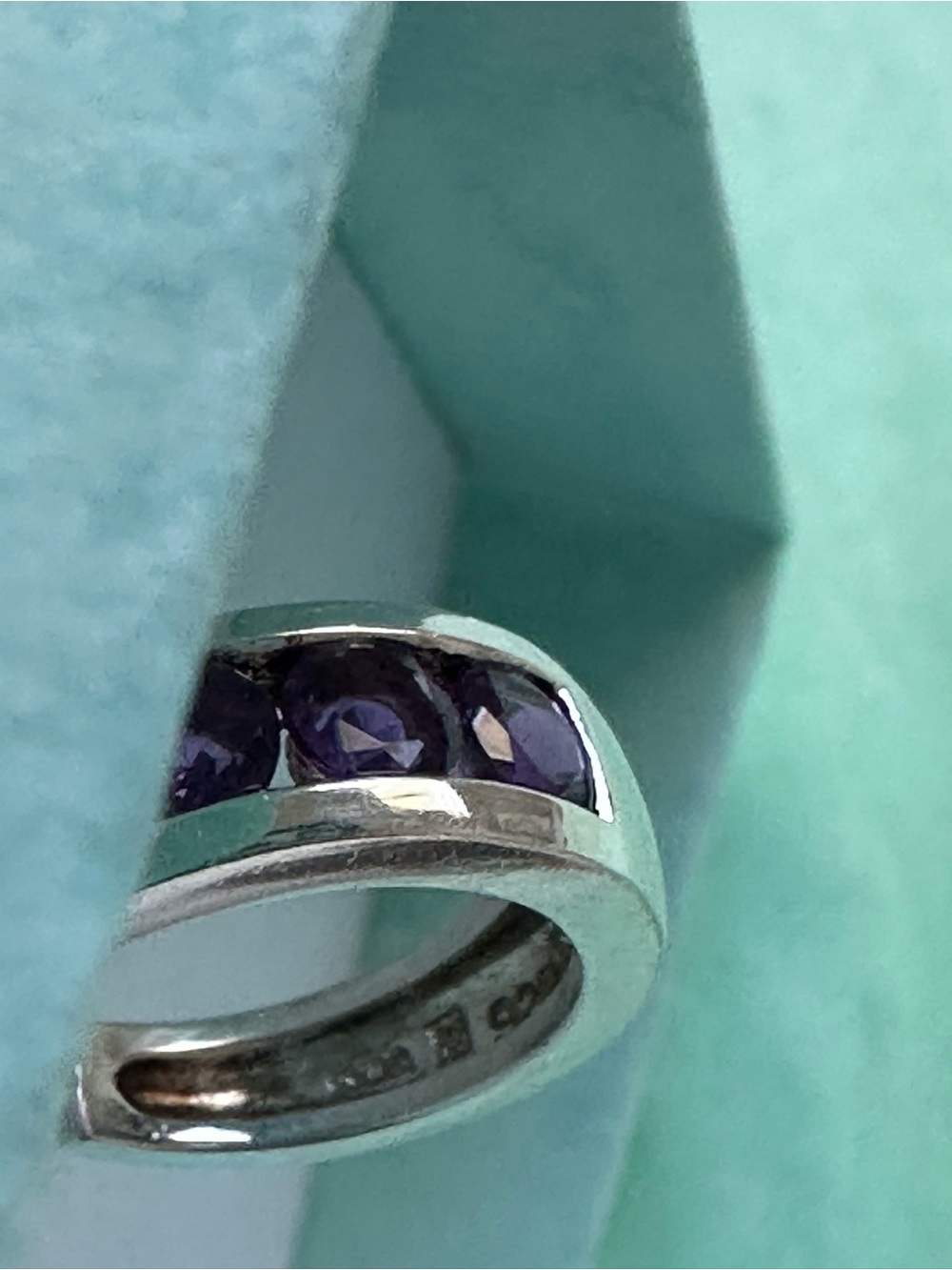 Vintage Ross simons Sterling Silver Amethyst Hoop Earrings - Picture 9 of 9